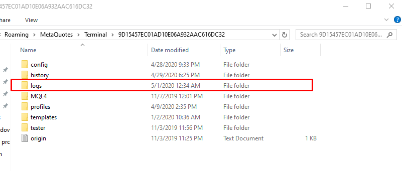 MT4 log files