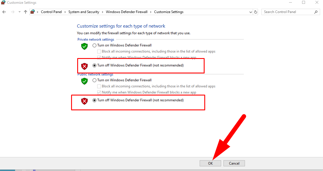Disable Windows Firewall